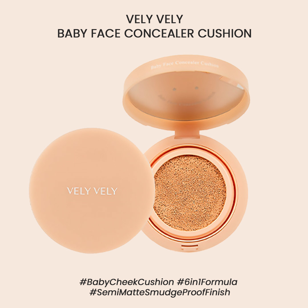 (VELY VELY) Baby Face Concealer Cushion 15g #13 Fair | #21 Light | #23 Natural - COCOMO