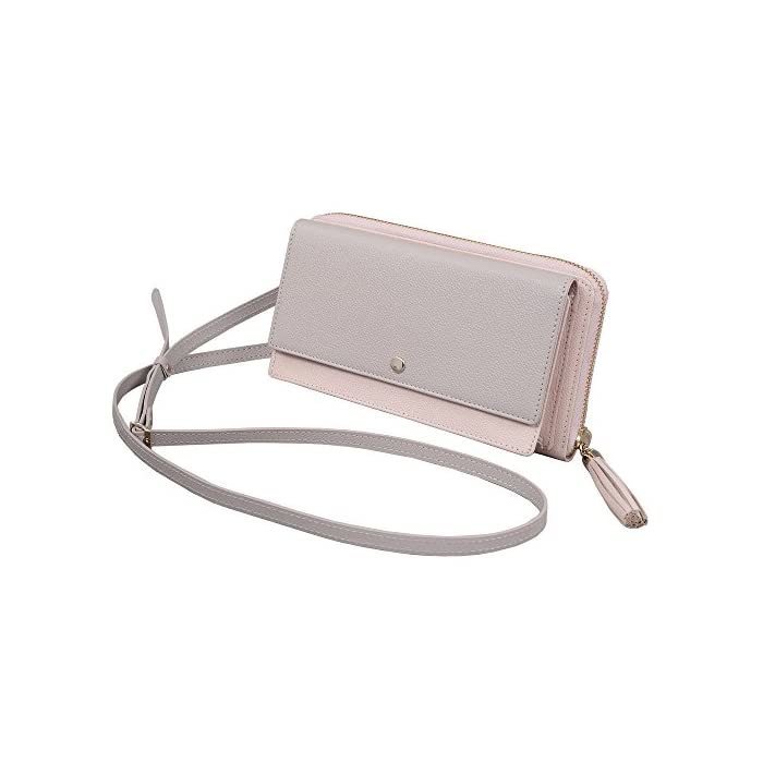 [kiocciola] Wallet Pochette Tassel Genuine Leather Light Ladies (Pink/Greige