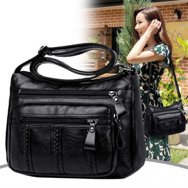 New Ladies Bag PU Single Shoulder Messenger Bag Soft Surface Zipper Bag