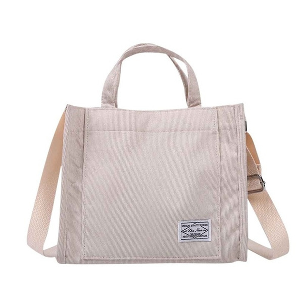 Women Corduroy Zipper Shoulder Bag Small Cotton Canvas Handbag Casual Tote Crossbody Bag Vintage Mes