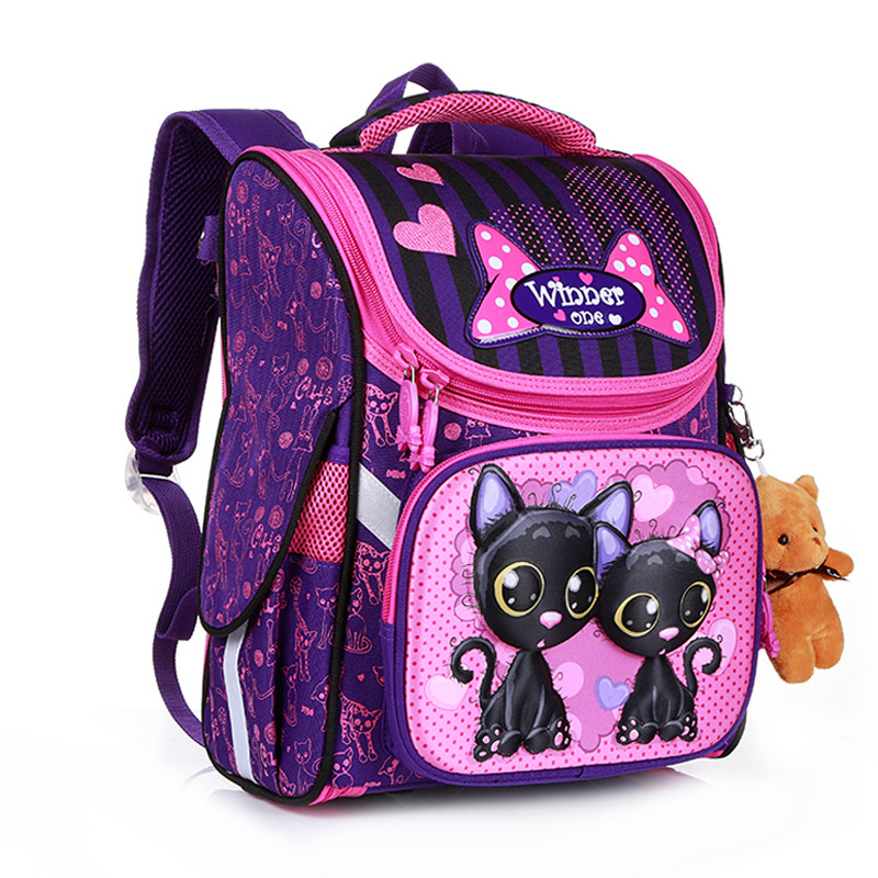 New Fashion Cartoon School Bags Backpack for Girls Boys Bear Cat Design Children Orthopedic Backpack