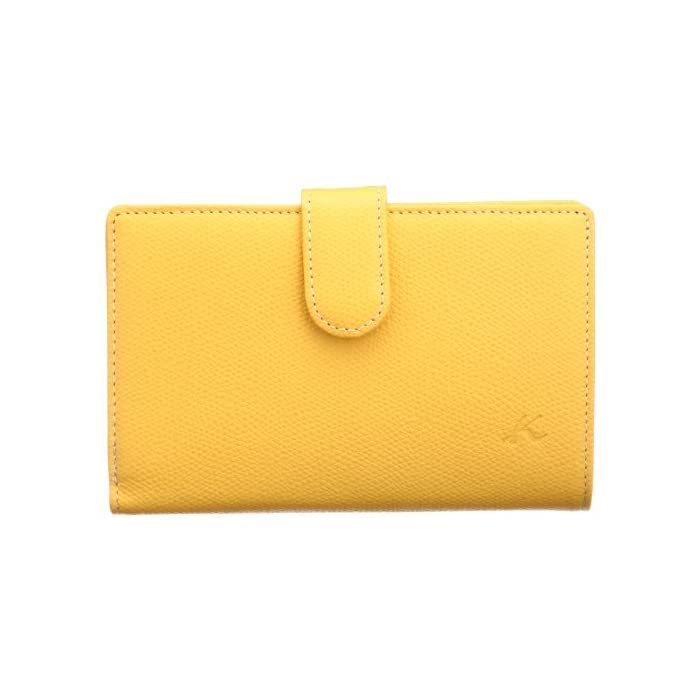 [KITAMURA] Double Wallet Coin Purse L-Shape Zipper Type PH0451 Mustard/Ivory Stitch