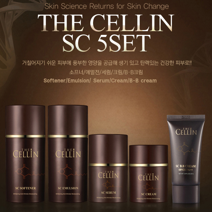 [(Korea)][KOREA BRAND] The Cellin SC 5Set / Double Functional Skin Care Set / Anti-wrinkle / Softener + Emulsion + Serum + Cream + B.B Cream
