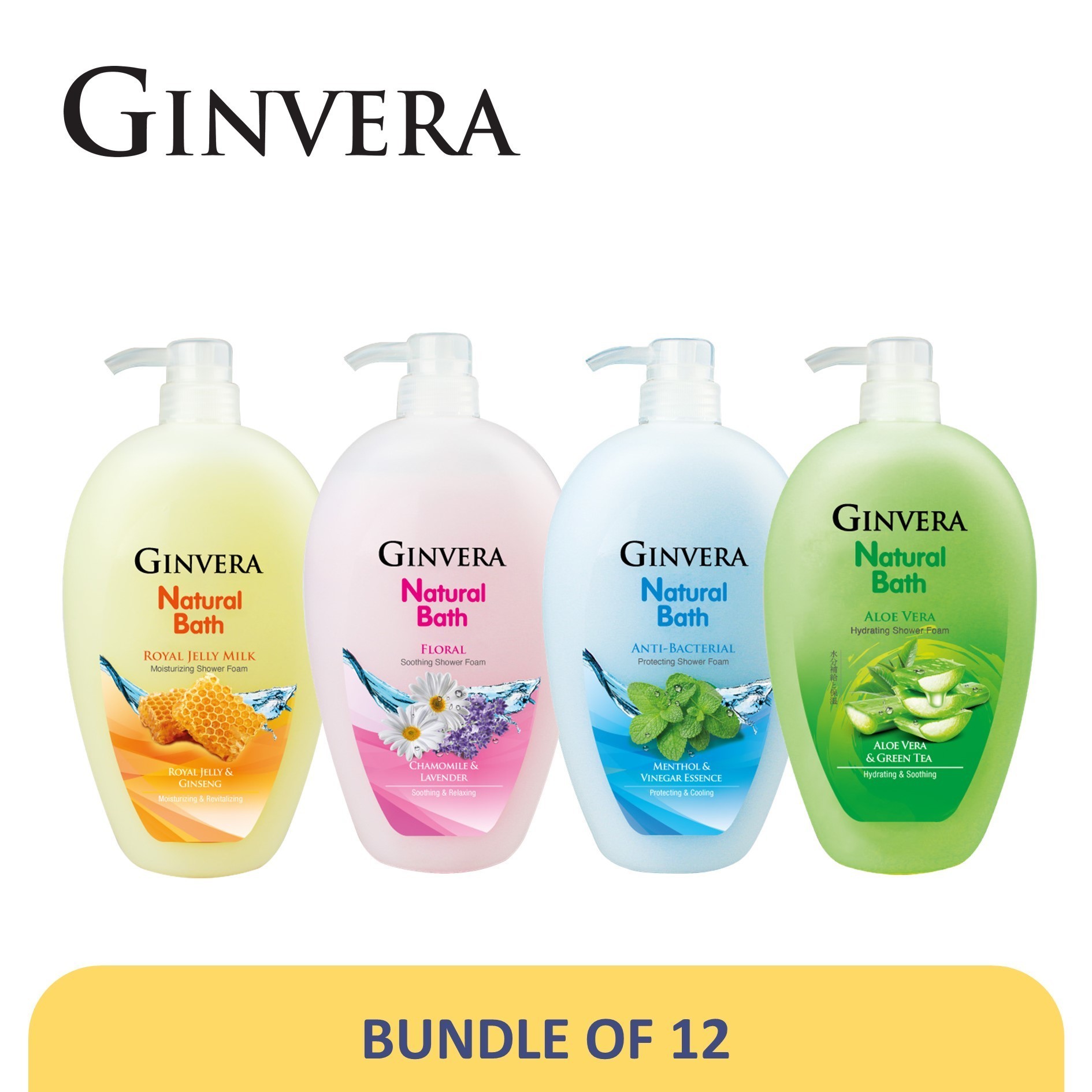 Ginvera[Bundle of 12] GINVERA Natural Bath Shower Foam 950g [Body Wash]