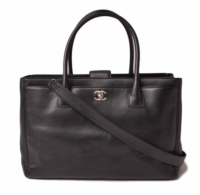Chanel handbag / shoulder bag CHANEL leather black / silver metal fittings with strap [used] Christmas gift present